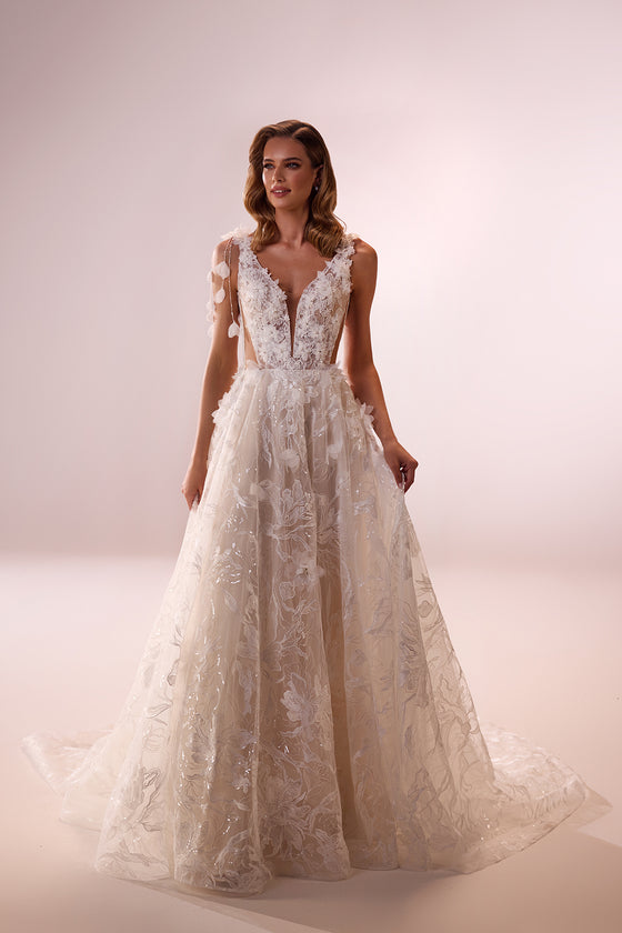 Robe de mariée trapèze Celia, allure glamour, DAMA Couture — photo principale.