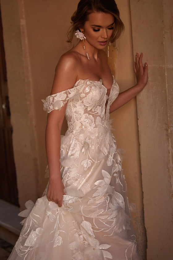 Robe de mariée trapèze Nenufar, DAMA Couture.