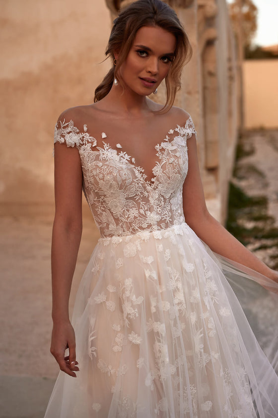 Robe de mariée trapèze Valentine, DAMA Couture.
