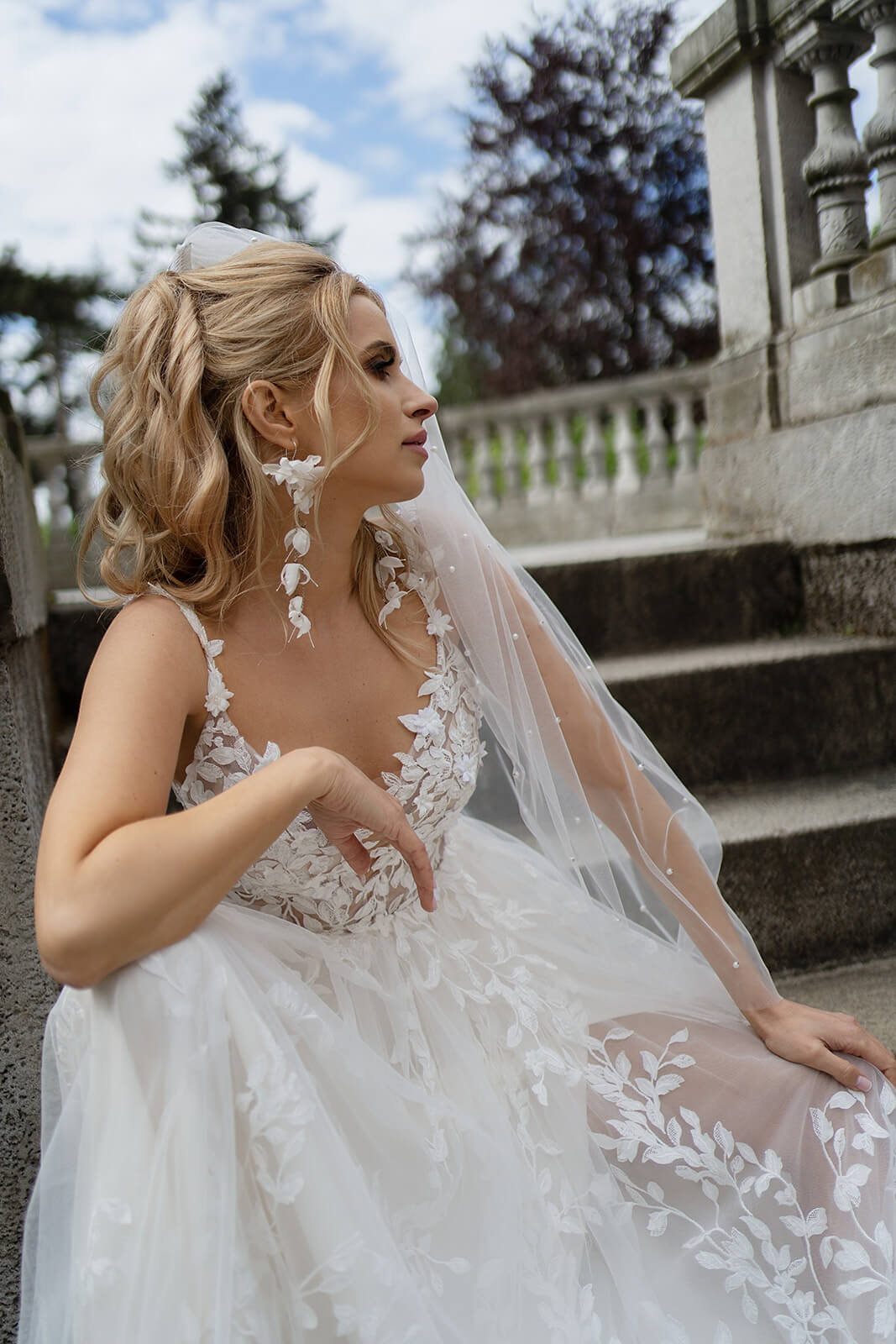 Voile de mariée perlé, DAMA Couture.